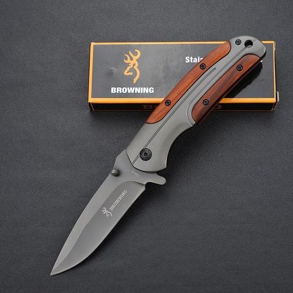 

Browning Knife DA43 Titanium Folding Knives 3Cr13Mov 55HRC Wood Handle Tactical Camping Hunting Survival Pocket Utility EDC Tools For Gift
