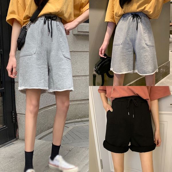 women fashion summer korean style casual loose wild straight sports knee length pants, Black;white
women fashion summer korean style casual loose wild straight sports knee length pants, Black;white