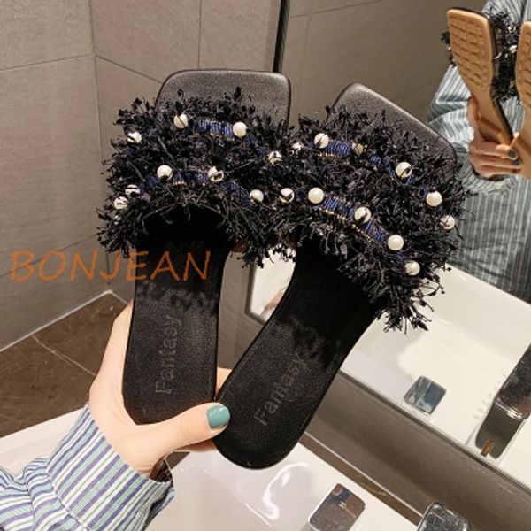 summer women slippers lovely pearl flip flop ladies outdoor soft bottom beach shoes designer tassels open toed slip on slippers, Black
summer women slippers lovely pearl flip flop ladies outdoor soft bottom beach shoes designer tassels open toed slip on slippers, Black