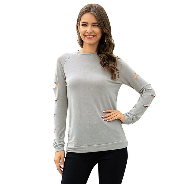 spring hole womens t shirts o neck long sleeve ladies clothing solid color patchwork women designer tshirts, White
spring hole womens t shirts o neck long sleeve ladies clothing solid color patchwork women designer tshirts, White