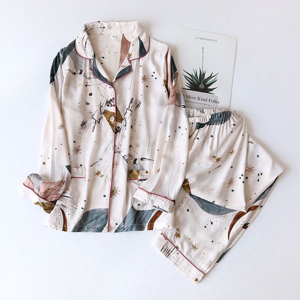 women's summer two-piece home suit for spring and summer thin long-sleeved viscose cotton pants pajamas women summer cotton suit, Black;white
women's summer two-piece home suit for spring and summer thin long-sleeved viscose cotton pants pajamas women summer cotton suit, Black;white