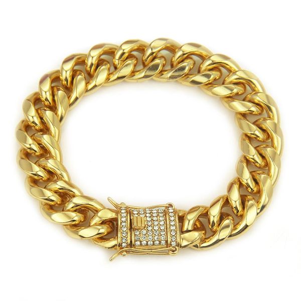 hip hop miami chain mens rock bracelet bling iced out rhinestone clasp gold color stainless steel cuban chain bracelets jewelry, Black
hip hop miami chain mens rock bracelet bling iced out rhinestone clasp gold color stainless steel cuban chain bracelets jewelry, Black