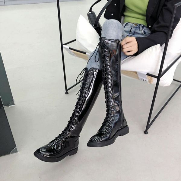 boots women cross strap pu leather boots autumn thick sole platform winter knee high ladies, Black
boots women cross strap pu leather boots autumn thick sole platform winter knee high ladies, Black