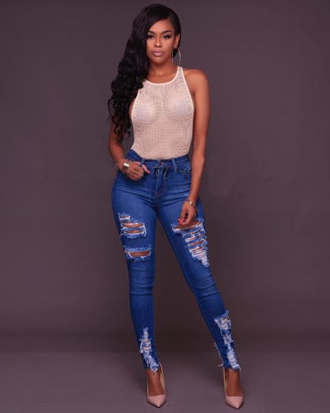 women slim fit washed jeans ripped torn hole high stretch 95% cotton demin jeggings distressed high waist skinny trousers jeans, Blue
women slim fit washed jeans ripped torn hole high stretch 95% cotton demin jeggings distressed high waist skinny trousers jeans, Blue