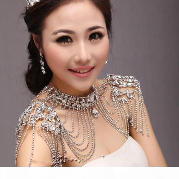 vintage bridal shoulder necklace chain rhinestone drop necklace earring wedding party body shoulder chain jewelry crystal 2017, Silver
vintage bridal shoulder necklace chain rhinestone drop necklace earring wedding party body shoulder chain jewelry crystal 2017, Silver