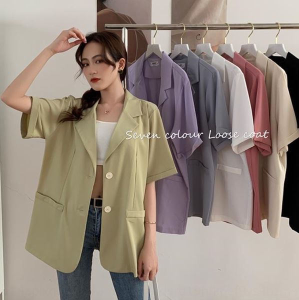 summer korean 2020 new loose mid-length internet celebrity thin coat short sleeve suit coat ins women's h98a, White;black
summer korean 2020 new loose mid-length internet celebrity thin coat short sleeve suit coat ins women's h98a, White;black