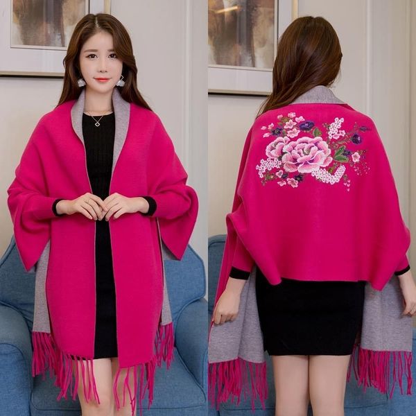 high-end cashmere embroidered shawl scarf versatile with sleeves scarf thickened cloak women's cloak coat, Blue;gray
high-end cashmere embroidered shawl scarf versatile with sleeves scarf thickened cloak women's cloak coat, Blue;gray