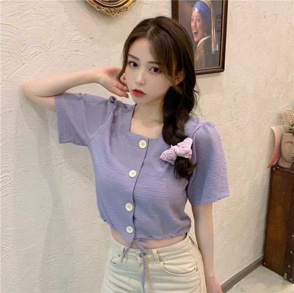women's 2020 design sense niche t- bubble wrinkle korean style short-sleeved short-sleeved open t- shirt shirt navel, White
women's 2020 design sense niche t- bubble wrinkle korean style short-sleeved short-sleeved open t- shirt shirt navel, White
