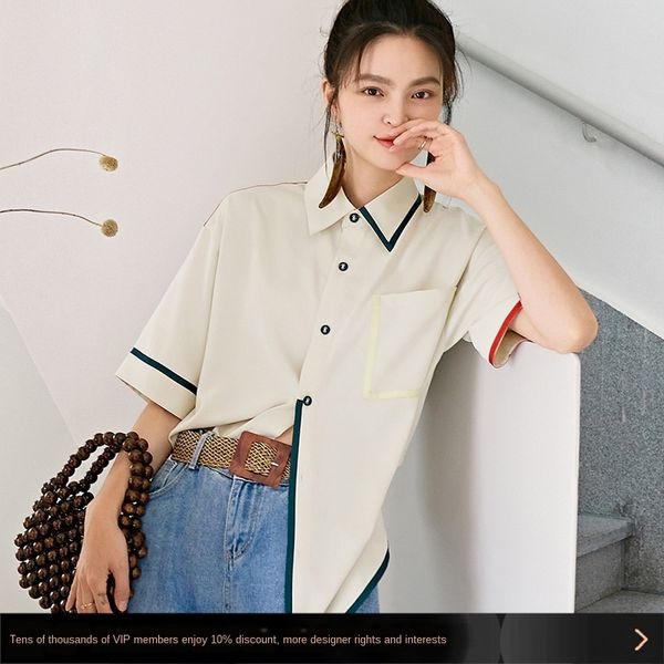 s8596 shirt korean style fashion loose short-sleeved small pointed collar striped bag edge shirt women's women's clothing, White
s8596 shirt korean style fashion loose short-sleeved small pointed collar striped bag edge shirt women's women's clothing, White