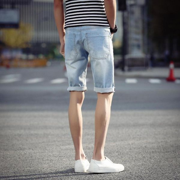 large size men's cotton light blue denim shorts new male holes knee length short jeans solid casual shorts size 42, White;black
large size men's cotton light blue denim shorts new male holes knee length short jeans solid casual shorts size 42, White;black
