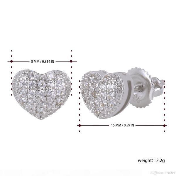 new custom heart shape earrings 925 sterling silver stud earring iced out cz earring hip hop bling earrings, Golden;silver
new custom heart shape earrings 925 sterling silver stud earring iced out cz earring hip hop bling earrings, Golden;silver