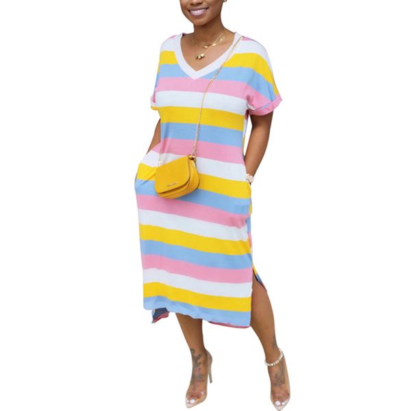 women's swimwear women summer midi dress short sleeve loose rainbow striped print party night club bandage female lady dresses, White;black
women's swimwear women summer midi dress short sleeve loose rainbow striped print party night club bandage female lady dresses, White;black