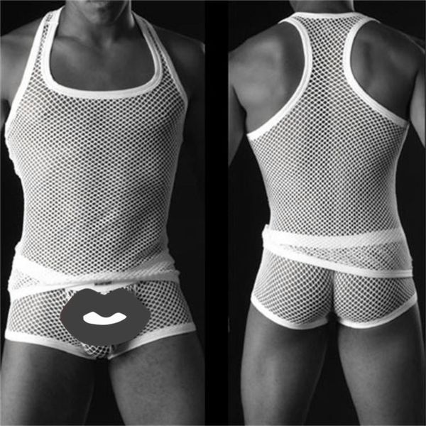 men' vest summer comfortable loose sports casual mesh underwear hollow slim underwear, White;black
men' vest summer comfortable loose sports casual mesh underwear hollow slim underwear, White;black
