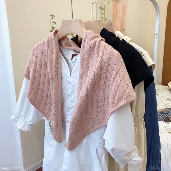 summer new solid color hollow warm triangle shawl knitted shawl scarf korean dual-use women's quarter scarf, Blue;gray
summer new solid color hollow warm triangle shawl knitted shawl scarf korean dual-use women's quarter scarf, Blue;gray