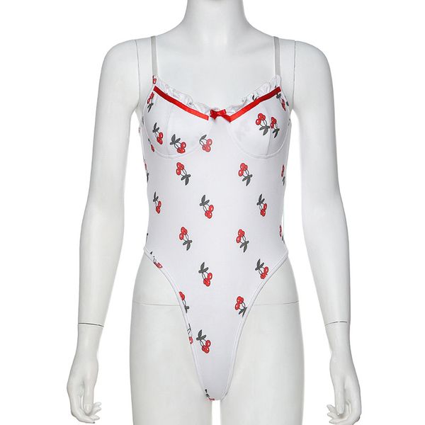 spring and summer new fashion cherry print sling slim bodysuit women, Black;white
spring and summer new fashion cherry print sling slim bodysuit women, Black;white