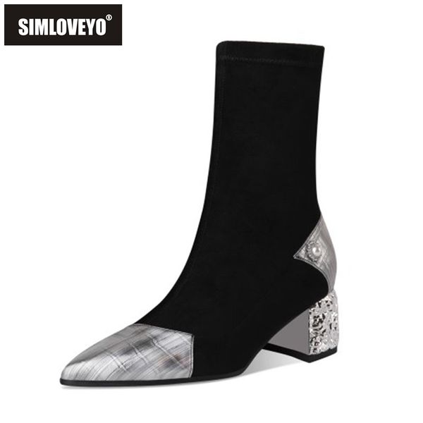 simloveyo woman sock mixed color mid-calf boots pointed toe 5.5cm hoof heels genuine leather slip on size 34-40 casual b2020, Black
simloveyo woman sock mixed color mid-calf boots pointed toe 5.5cm hoof heels genuine leather slip on size 34-40 casual b2020, Black