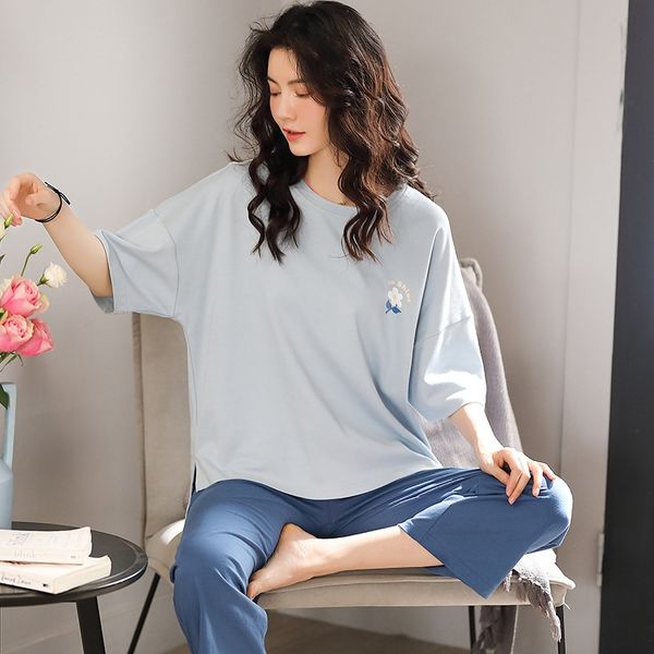 adij0 women's pajamas summer cotton clothes home furnishing clothing short-sleeved capri pants korean style casual cotton women can wea, Blue;red
adij0 women's pajamas summer cotton clothes home furnishing clothing short-sleeved capri pants korean style casual cotton women can wea, Blue;red
