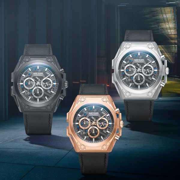 luminous megir men's watch clock brand calendar date quartz watch men's waterproof chronograph sports leather vnlha, Slivery;brown
luminous megir men's watch clock brand calendar date quartz watch men's waterproof chronograph sports leather vnlha, Slivery;brown