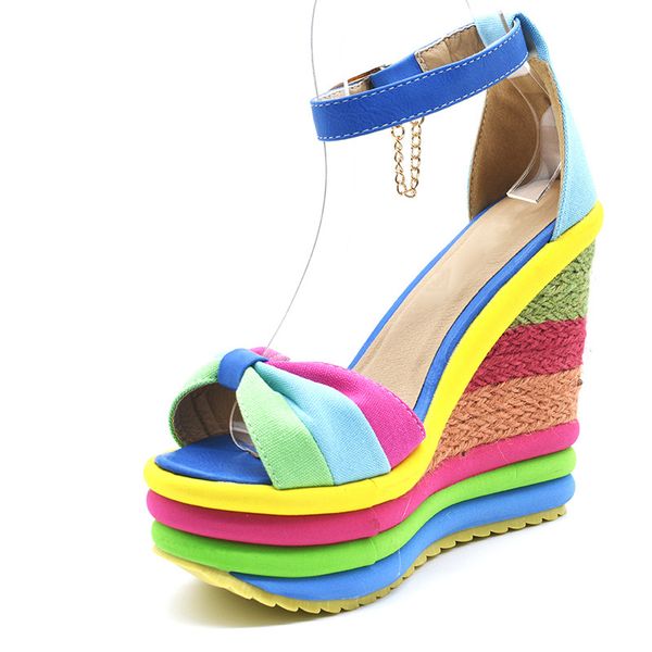 2019 summer ankle strap bohemia rainbow peep toe platform sandals for women ladies blue denim wedges sandal, Black
2019 summer ankle strap bohemia rainbow peep toe platform sandals for women ladies blue denim wedges sandal, Black