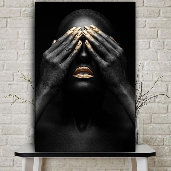 black hand gold lip african woman canvas painting nude art figure posters and prints abstract wall art picture for living room home decor
black hand gold lip african woman canvas painting nude art figure posters and prints abstract wall art picture for living room home decor