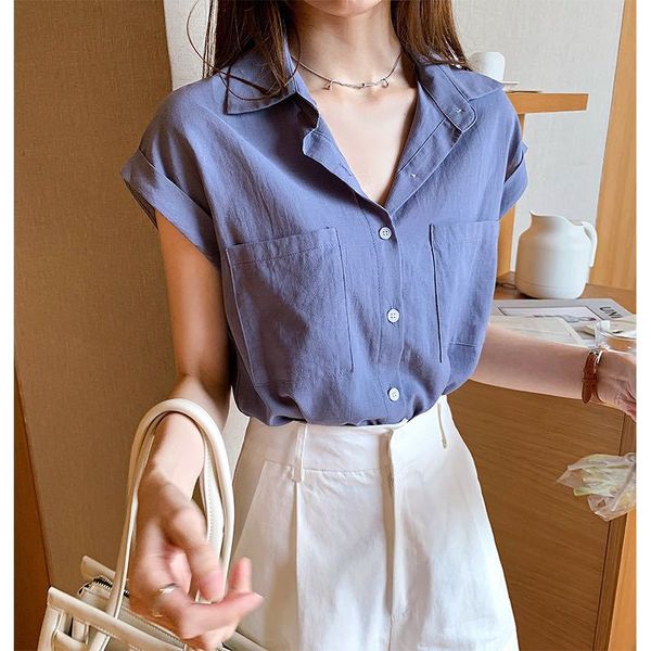 women's sweet shirt blouses summer fashion short-sleeved casual shirts ladies solid loose outer wear button pockets blouse, White
women's sweet shirt blouses summer fashion short-sleeved casual shirts ladies solid loose outer wear button pockets blouse, White