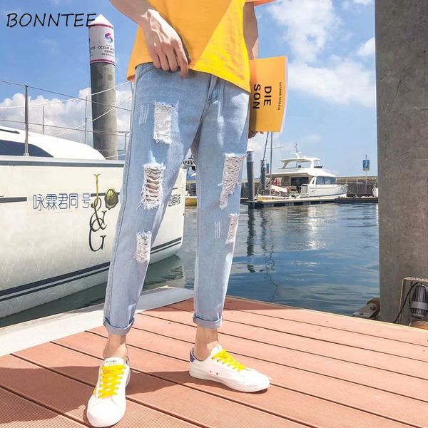 men jeans ankle-length ripped scratch hole casual loose large size straight trendy all-match male trousers breathable harajuku, Blue
men jeans ankle-length ripped scratch hole casual loose large size straight trendy all-match male trousers breathable harajuku, Blue
