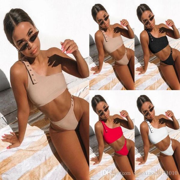 new solid thong bikini 2 piece set swimwear women plus size swimsuit halter bikini set simple bathing suit 779, White;black
new solid thong bikini 2 piece set swimwear women plus size swimsuit halter bikini set simple bathing suit 779, White;black