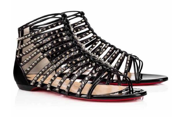 luxury designer summer red bottom flat heels patent leather women high heels sandal sandals leather sandals silver spike eu34-43, Black
luxury designer summer red bottom flat heels patent leather women high heels sandal sandals leather sandals silver spike eu34-43, Black