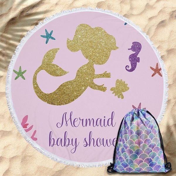 1 piece summer big round beach towel with drawstring backpack 150cm cartoon mermaid microfiber beach towels mat birthday gift blanket
1 piece summer big round beach towel with drawstring backpack 150cm cartoon mermaid microfiber beach towels mat birthday gift blanket