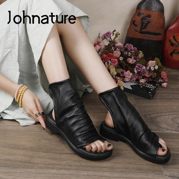 johnature women slippers 2020 new spring summer genuine leather women shoes outside concise flat with slides ladies sandals, Black
johnature women slippers 2020 new spring summer genuine leather women shoes outside concise flat with slides ladies sandals, Black