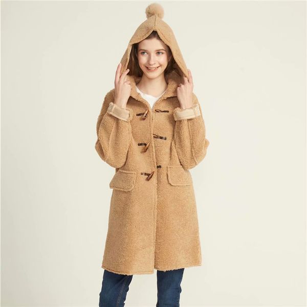2020 new autumn and winter woolen coat women fashion solid color imitation lamb's wool suede hooded keep warm ladies cozy, Black
2020 new autumn and winter woolen coat women fashion solid color imitation lamb's wool suede hooded keep warm ladies cozy, Black