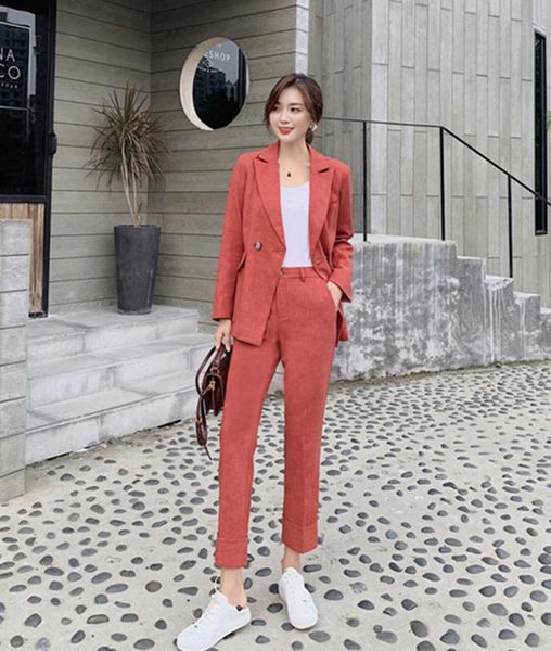 vintage spring women pant suit notched blazer jacket & pant elegant ladies 2020 office wear women suits female sets, White
vintage spring women pant suit notched blazer jacket & pant elegant ladies 2020 office wear women suits female sets, White