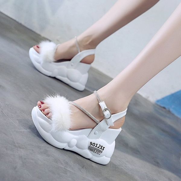 fur summer sandals 2020 heeled wedge sandals women sandles womans shoes high heels sandale femme chaussures femme, Black 
fur summer sandals 2020 heeled wedge sandals women sandles womans shoes high heels sandale femme chaussures femme, Black