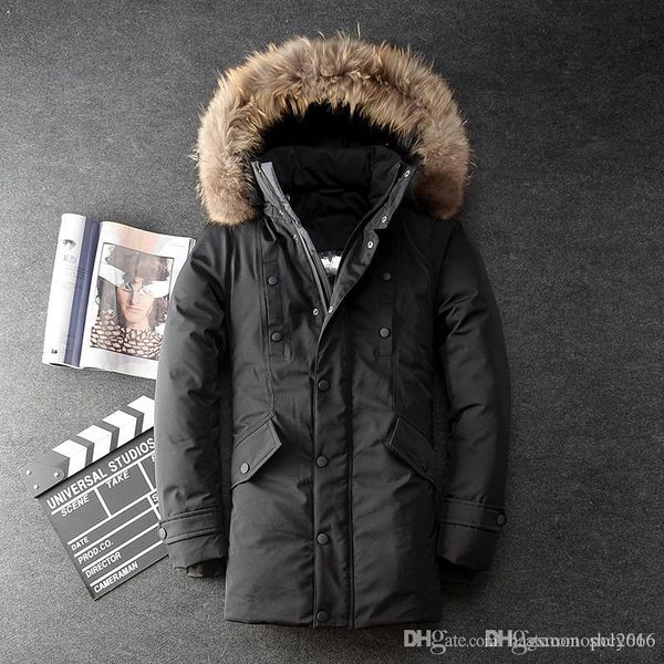 men down coat big fur collar outerwear white duck thick warm male designer parka overcoat long sleeves hooded jacket coats for cold winter, Black
men down coat big fur collar outerwear white duck thick warm male designer parka overcoat long sleeves hooded jacket coats for cold winter, Black