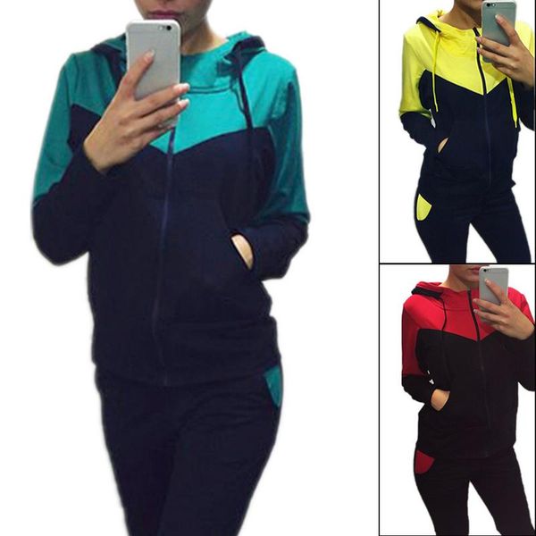 2020 autumn 2 piece set women tracksuit sportswear blue red sweat pants hooded cropped sweatshirt hoodie, Black;blue