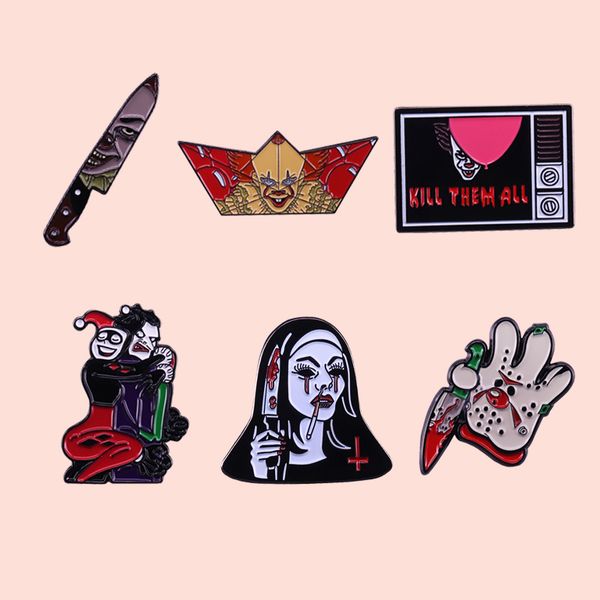 zf1352 horror theme series clown metal enamel pins and brooches for women men lapel pin backpack bags hat badge gifts, Gray
zf1352 horror theme series clown metal enamel pins and brooches for women men lapel pin backpack bags hat badge gifts, Gray