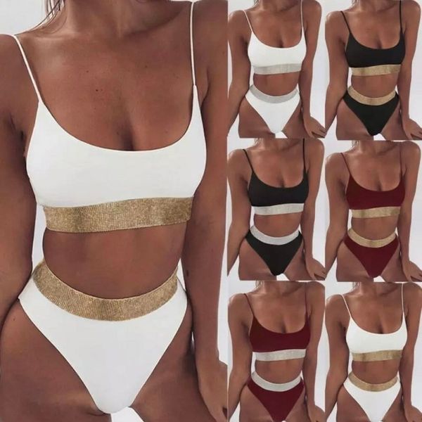 new solid bikini set women swimming suit fashion swimsuit two piece geometric bandage bra sequins bikini set push up padded bathing, White;black
new solid bikini set women swimming suit fashion swimsuit two piece geometric bandage bra sequins bikini set push up padded bathing, White;black