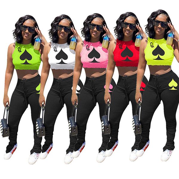 fashion women tracksuit poker printed sleeveless crop + bell-bottomed pants two pieces set summer casual sportswear trendy suits ins, White
fashion women tracksuit poker printed sleeveless crop + bell-bottomed pants two pieces set summer casual sportswear trendy suits ins, White