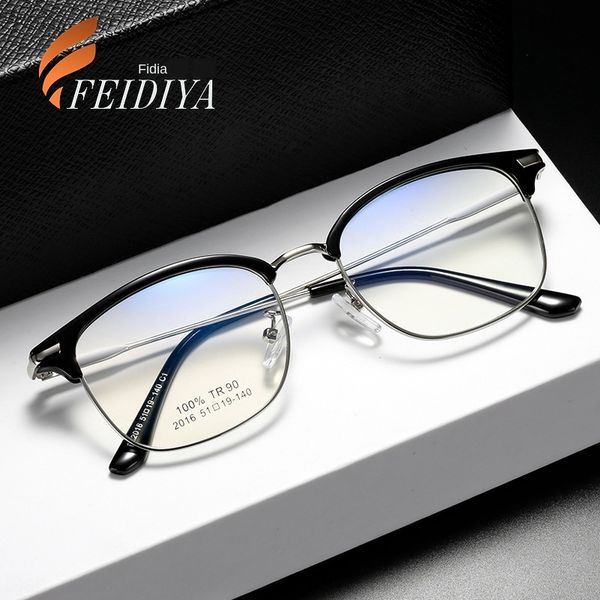 new plain classic half-frame myopia myopia glasses men's business art tr glasses frame, Silver
new plain classic half-frame myopia myopia glasses men's business art tr glasses frame, Silver