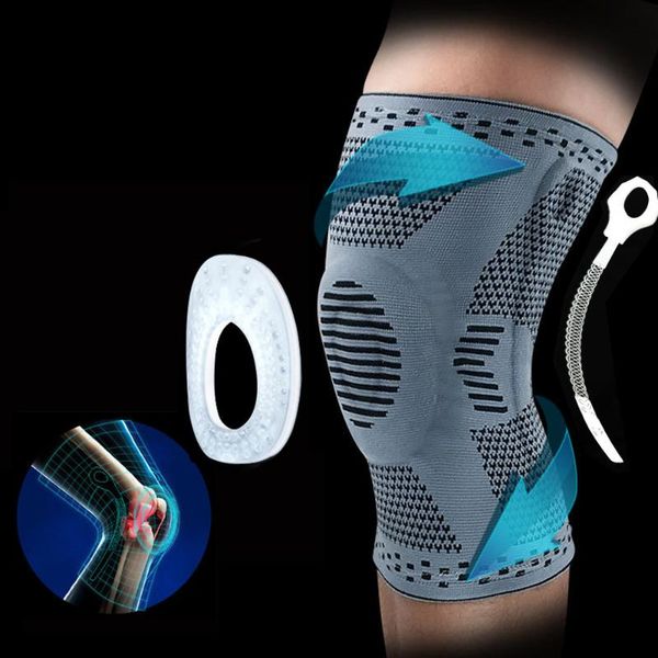 1pcs knee support brace silicone spring knee pads sports knitted compression elastic sleeve support basketball running bike, Black;gray
1pcs knee support brace silicone spring knee pads sports knitted compression elastic sleeve support basketball running bike, Black;gray