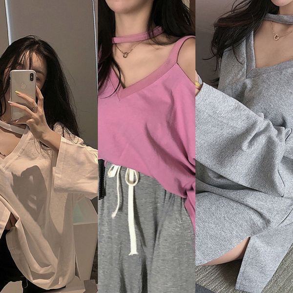 korean 2020 new casual sweater all-match loose lazy style v-neck shoulder hanging neck women's sweater, Black
korean 2020 new casual sweater all-match loose lazy style v-neck shoulder hanging neck women's sweater, Black