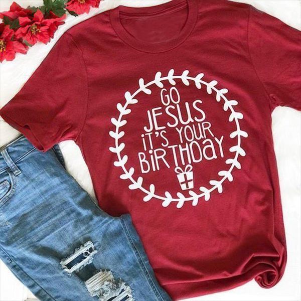 go jesus its your birthday tee christmas gift for her graphic red fashion slogan christian t shirt casual girl cotton letter top, White
go jesus its your birthday tee christmas gift for her graphic red fashion slogan christian t shirt casual girl cotton letter top, White