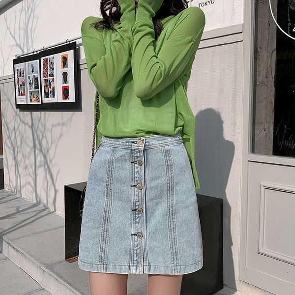 women's bag hip 2020 new aline denim denim skirtsingle-breasted aline skirt chic high waist skirt, Black
women's bag hip 2020 new aline denim denim skirtsingle-breasted aline skirt chic high waist skirt, Black