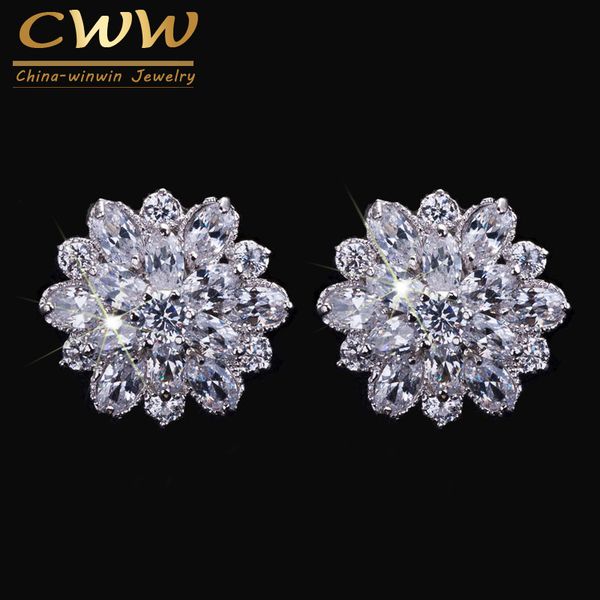 cwwzircons design elegant cubic zirconia jewelry silver color sparkling cz stones big flower stud earrings for women cz220, Golden;silver
cwwzircons design elegant cubic zirconia jewelry silver color sparkling cz stones big flower stud earrings for women cz220, Golden;silver