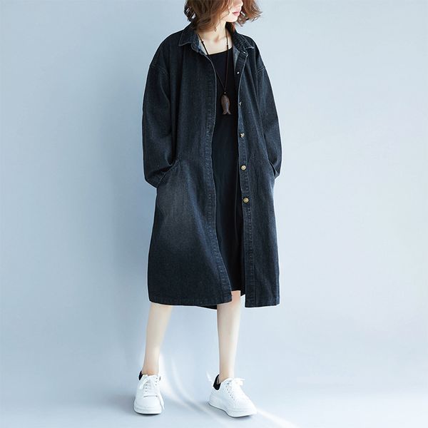 women's trench coats loose jacket 2021 spring and autumn denim windbreaker single-breasted knee-length overcoats plus size casual jeans, Tan;black
women's trench coats loose jacket 2021 spring and autumn denim windbreaker single-breasted knee-length overcoats plus size casual jeans, Tan;black