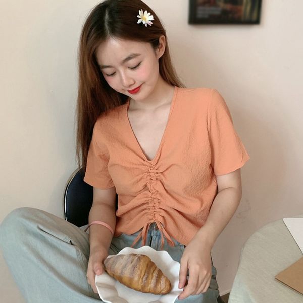 korean summer shirt women blouse loose casual sweet short sleeve pleated drawstring blouses women shirts, White
korean summer shirt women blouse loose casual sweet short sleeve pleated drawstring blouses women shirts, White