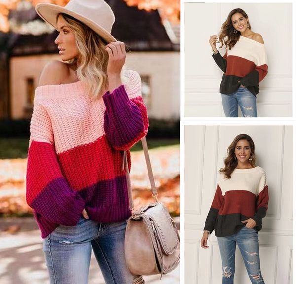 2020 pullover knitwear autumn and winter new stitching women's knitwear pullover ol commuting inter-color loose sweater for women, White;black
2020 pullover knitwear autumn and winter new stitching women's knitwear pullover ol commuting inter-color loose sweater for women, White;black