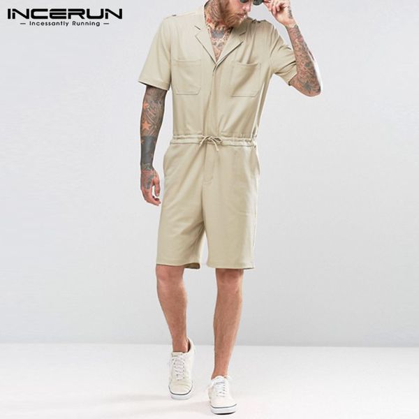 incerun summer overalls short sleeve lapel casual shorts joggers man solid color jumpsuits men vintage drawstring cargo rompers7, White;black
incerun summer overalls short sleeve lapel casual shorts joggers man solid color jumpsuits men vintage drawstring cargo rompers7, White;black