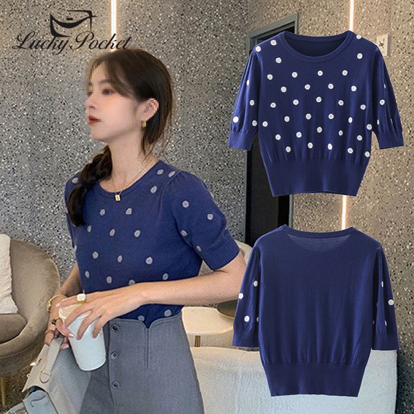 women's t-shirt summer fashion temperament knitted casual polka dot print women o-neck slim short sleeve retro female tshirts xy36, White
women's t-shirt summer fashion temperament knitted casual polka dot print women o-neck slim short sleeve retro female tshirts xy36, White