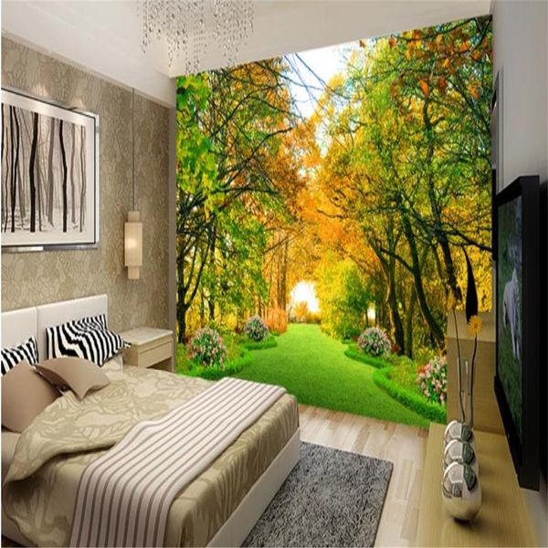 park wood trail 3d landscape wallpapers background wall background painting 3d customized wallpaper